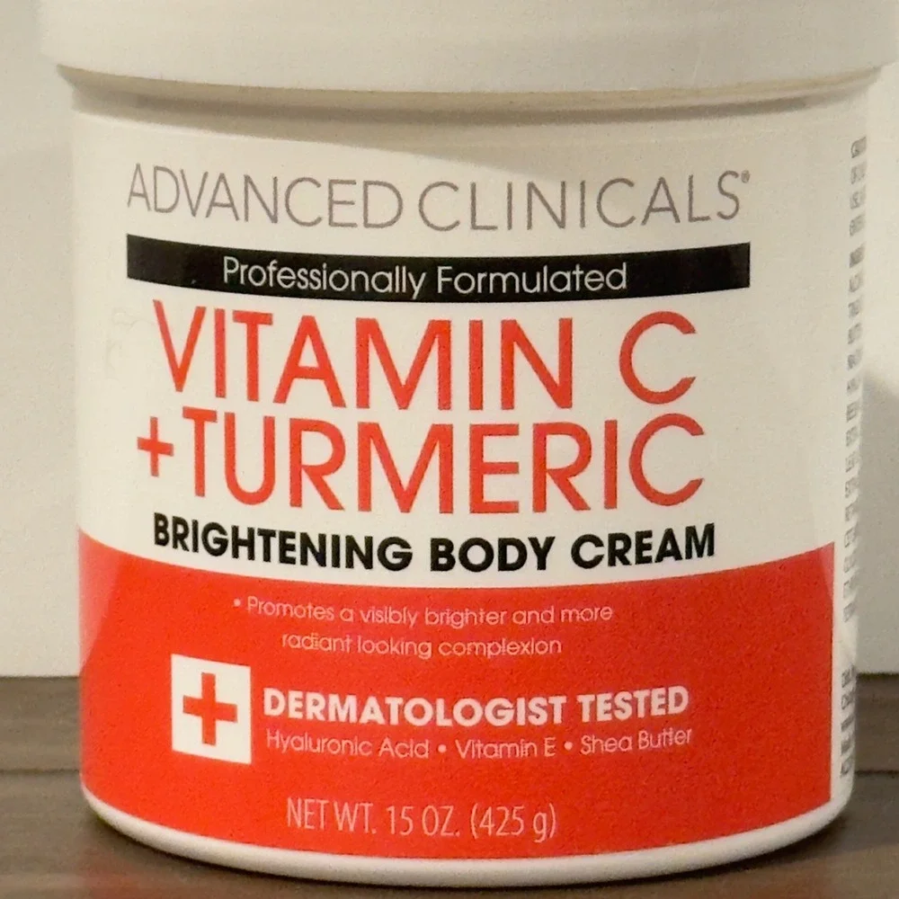 Advanced Clinicals Vitamin C Turmeric Brightening Body Cream 15 Oz Pump Jar New